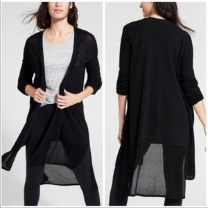 Athleta Kahala Open Front Cardigan Duster Sweater Black